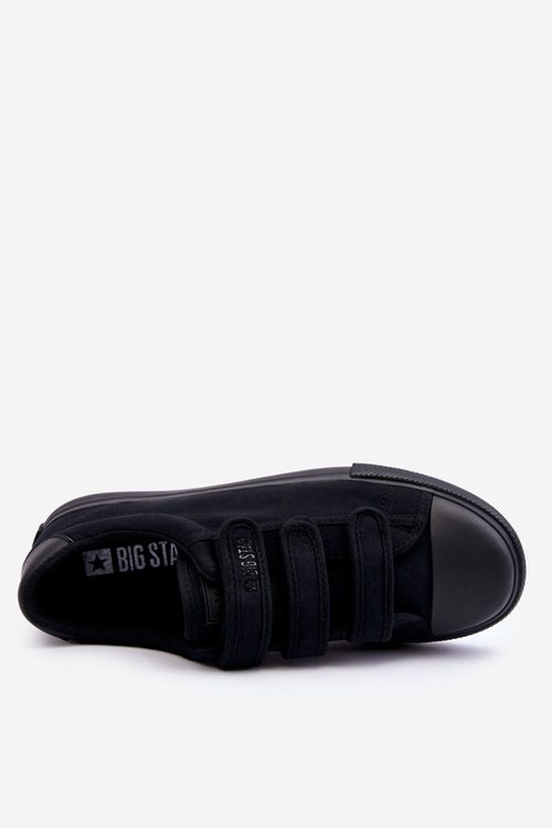 Męskie Klasyczne Materiałowe Tenisówki Na Rzepy Big Star LL174631 Czarne