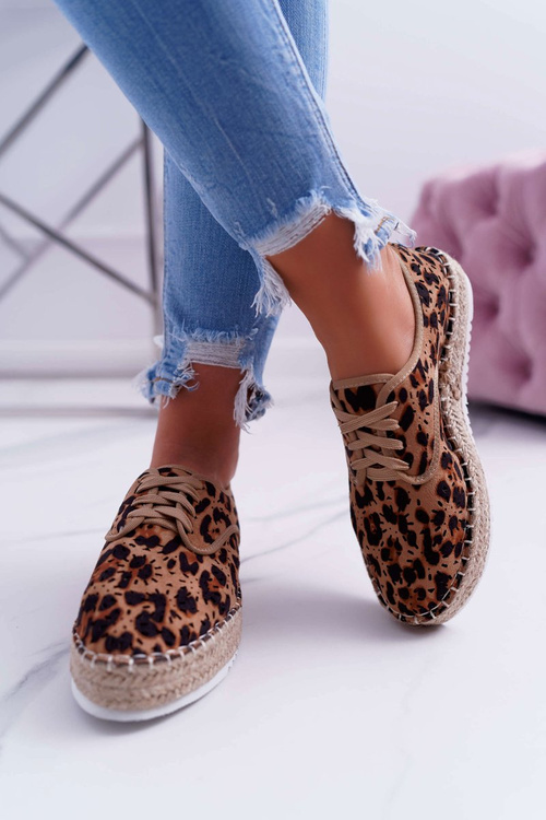 Espadryle Damskie Sznurowane Zamszowe Leopard MyShoes