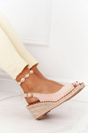 Sandały Na Koturnie Z Plecionką Beżowe Las Palomas