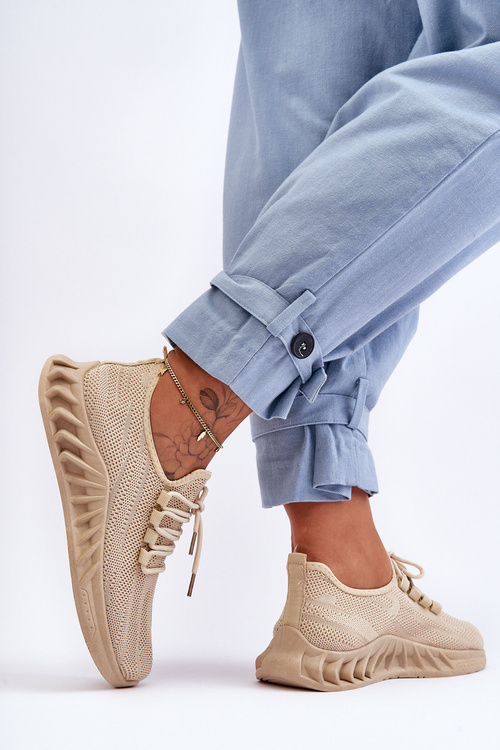 Damskie Wsuwane Materiałowe Sneakersy Beżowe Venett