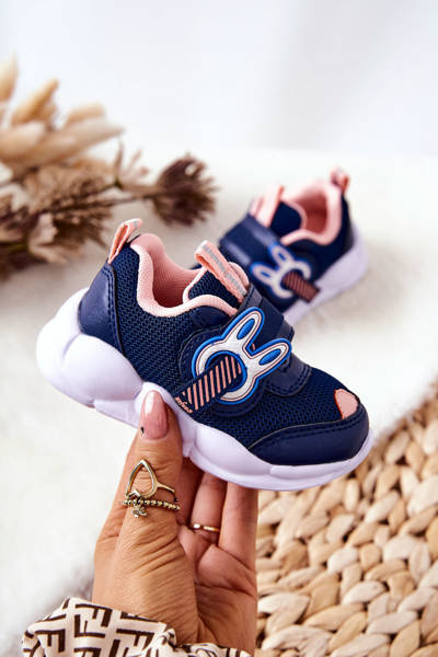 Dziecięce Sportowe Buty Na Rzep Befado 516P090 Granatowo-Różowe