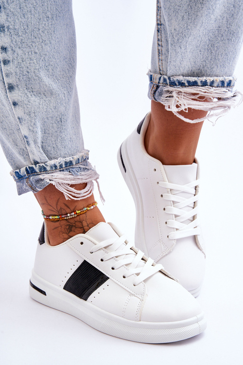 Damskie Sportowe Buty Na Platformie Biało-Czarne Soris