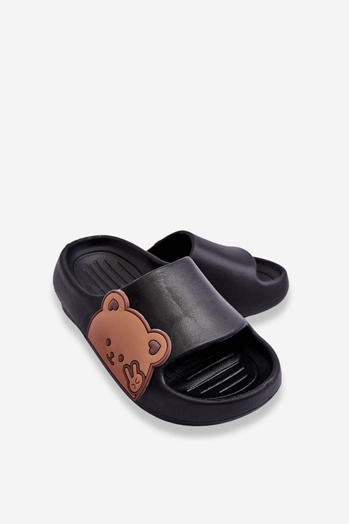 Lekkie Piankowe Klapki Z Misiem Czarne Todi