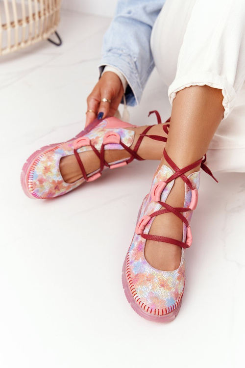 Damskie Skórzane Trzewiki Maciejka Róż 04457-15