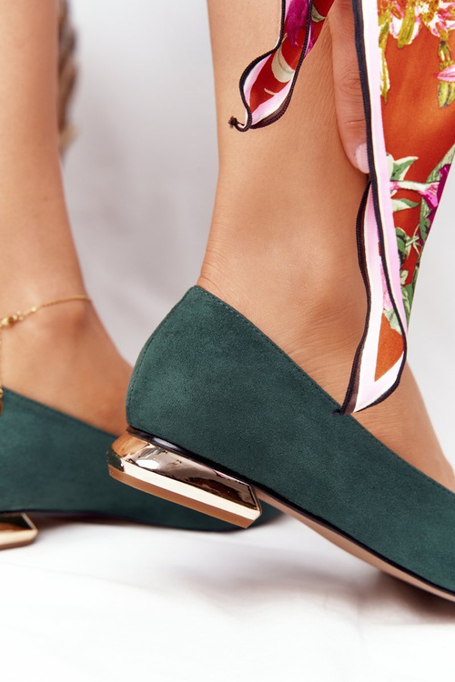 Baleriny Na Złotym Obcasie Vinceza 21-10601 Zielone