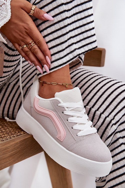Sneakersy Damskie Na Platformie Szare Tellnira