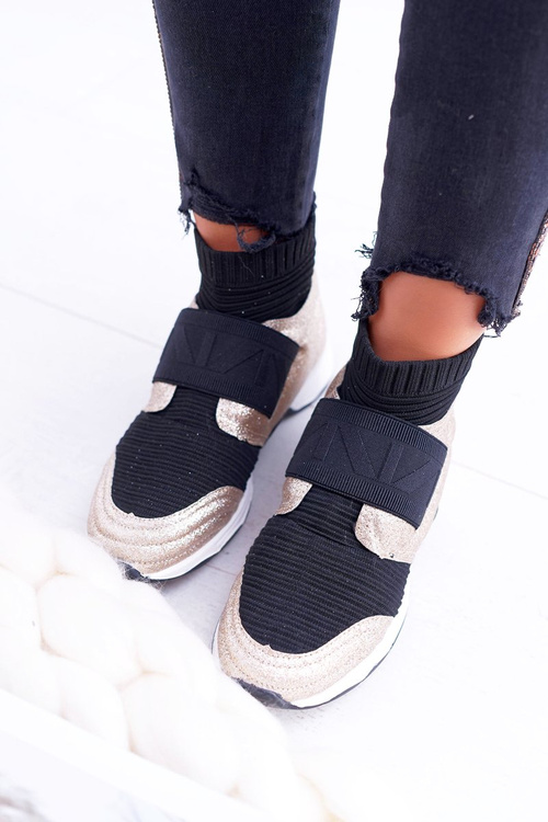 Obuwie Sportowe Damskie Lu Boo Ze Skarpetą Złoty Brokat Phantom