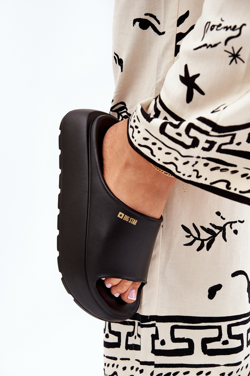 Piankowe Klapki Damskie Na Platformie Big Star RR274A567 Czarne