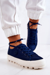 Damskie Trampki Na Platformie BIG STAR JJ274491 Granatowe