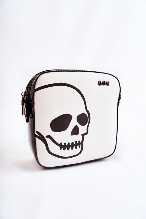 Skórzana Torebka Listonoszka W Print GOE ZNJ013 Czarno-Biała