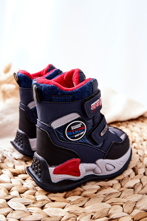 Ocieplane Śniegowce Botki Na Rzepy Granatowe Rizie