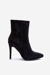 Zamszowe Botki Na Szpilce Czarne Eberpia