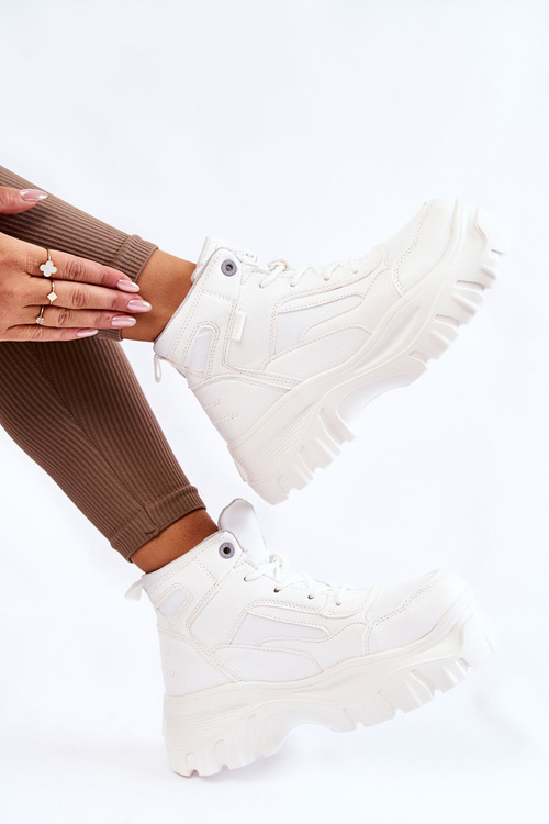 Modne Botki Trapery Memory Foam Big Star KK274369 Białe