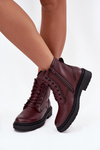 Ocieplane Botki Damskie Z Naturalnej Skóry Sergio Leone BT25248-S Bordowe