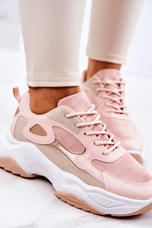 Sportowe Buty Sneakersy Różowe Retroque