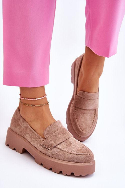 Klasyczne Zamszowe Półbuty Mokasyny Beżowe Corrin