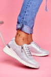 Sportowe Damskie Buty Sneakersy Skórzane Srebrne FT20-8675 Better Way
