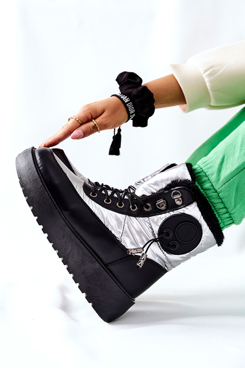 Damskie Śniegowce Ocieplane Srebrne Kennilis