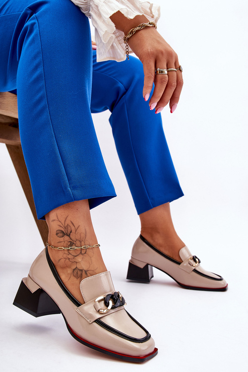 Wygodne Czółenka Na Niskim Obcasie Beżowe Valenti