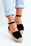 Espadryle Damskie Na Platformie Lniane Czarne Palermo