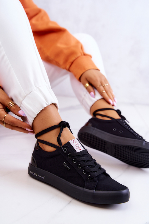 Damskie Tenisówki Wiązane Cross Jeans JJ2R4039C Czarne