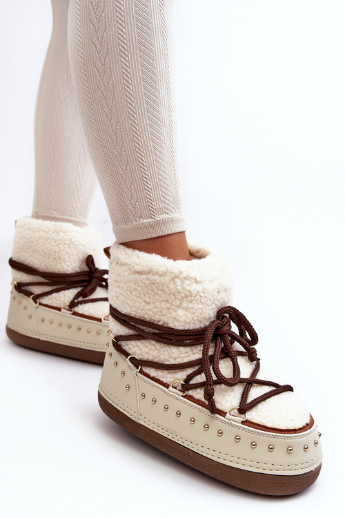 Damskie Ocieplane Śniegowce Beżowe Rohes