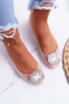 Lu Boo | Białe Gumowe Balerinki Meliski Cyrkonie Palita