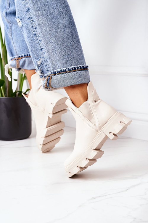 Ocieplane Botki Sztyblety Beżowe Hashtag