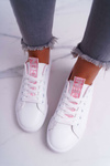 Trampki Damskie Białe Różowy Pasek Nigrid