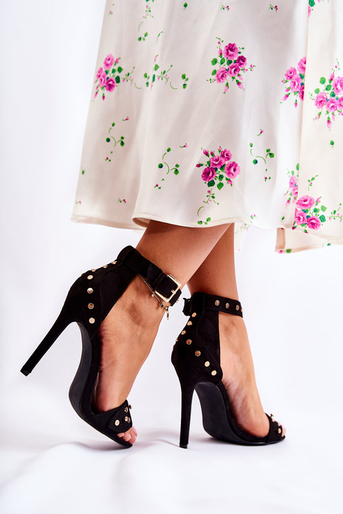 Damskie Sandały Na Obcasie Z Ćwiekami Czarne Carolyn