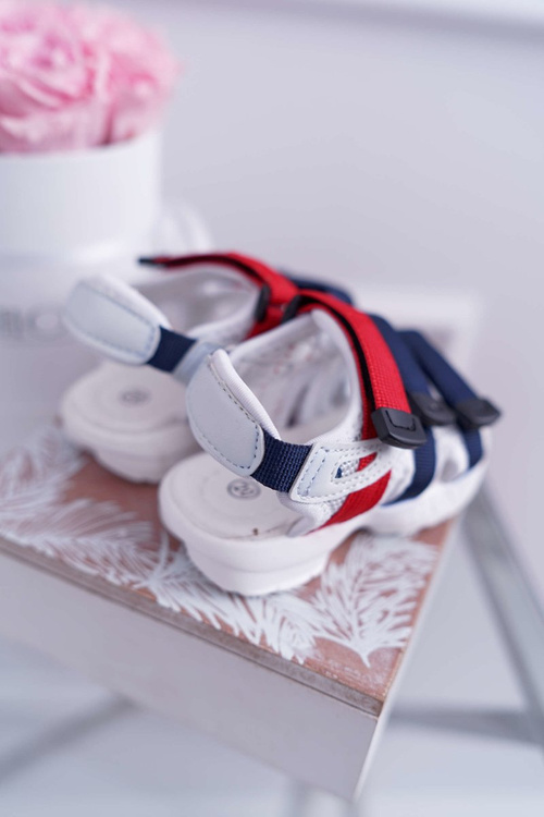 Dziecięce Sandały Na Rzepy Dla Dziewczynki Chłopca Białe Fima