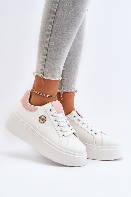 Sneakersy Damskie Na Platformie Białe Eshen