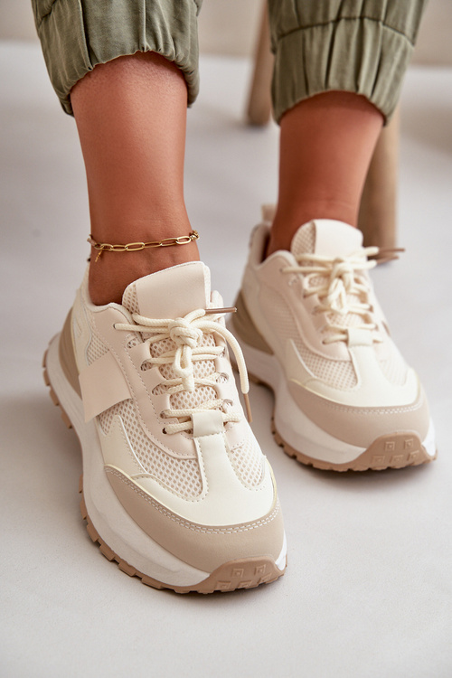 Sneakersy Damskie Na Platformie Beżowe Nevelaine