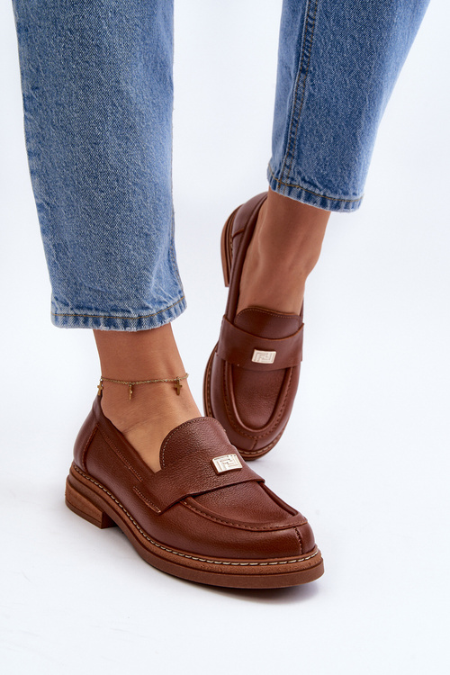 Zazoo 20165 Skórzane Mokasyny Damskie Brązowe