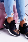 Sportowe Damskie Czarne Buty Leopard Cętki Elanco