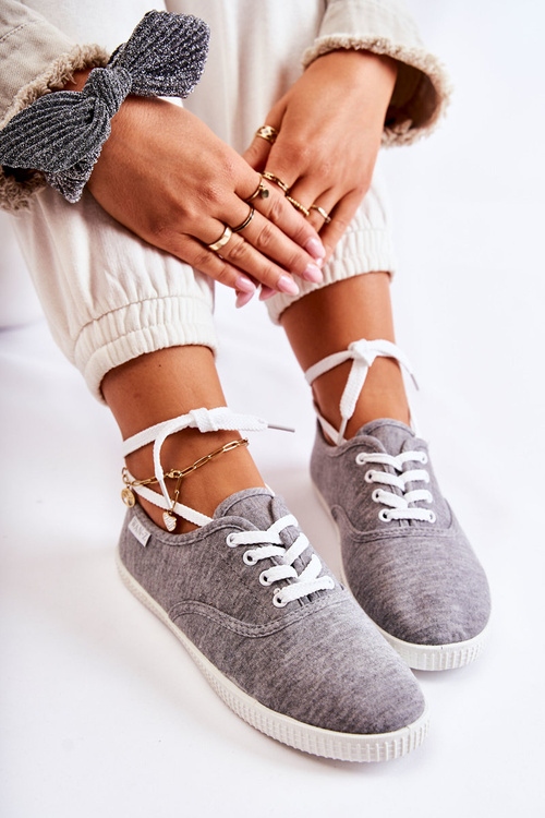 Damskie Klasyczne Tenisówki Wiązane Szare Dellis