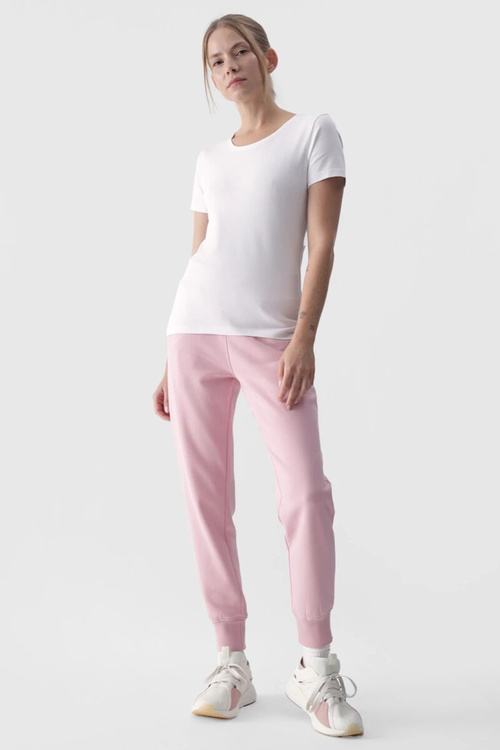 Damski Gładki T-Shirt Z Logo Biały 4F 4FWMM00TTSHF1845-10S