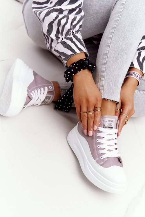 Damskie Wysokie Trampki Na Platformie Szare Nice Girl