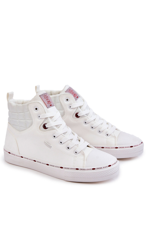 Trampki Męskie Wysokie Ocieplone Cross Jeans KK1R4056C Białe