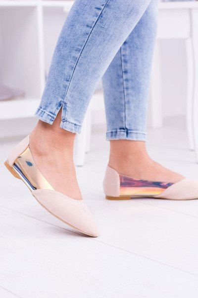 Lu Boo Transparentne Holograficzne Balerinki w Szpic Venessa