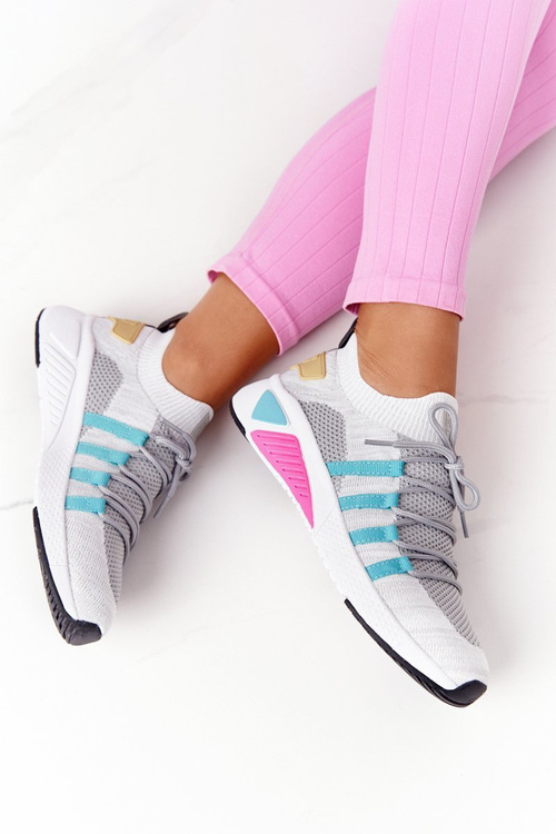 Damskie Sportowe Buty Memory Foam Big Star HH274531 Biało-Szare