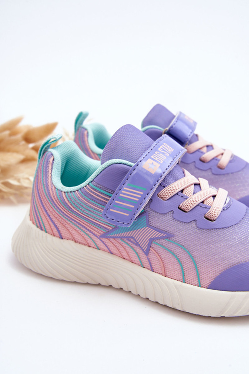 Lekkie Dziecięce Buty Sportowe Memory Foam System Big Star LL374151 Fioletowe