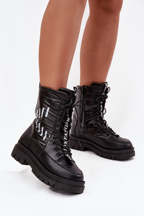 Damskie Sznurowane Botki Śniegowce Vinceza 23-34586 Czarne