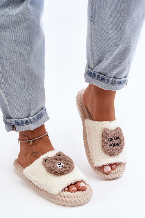Damskie Kapcie Z Misiem Beżowe Lavetire