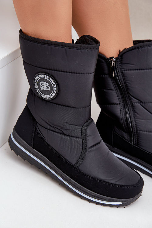 Damskie Śniegowce Na Zamek Progress PROGJ-21-09 Czarne