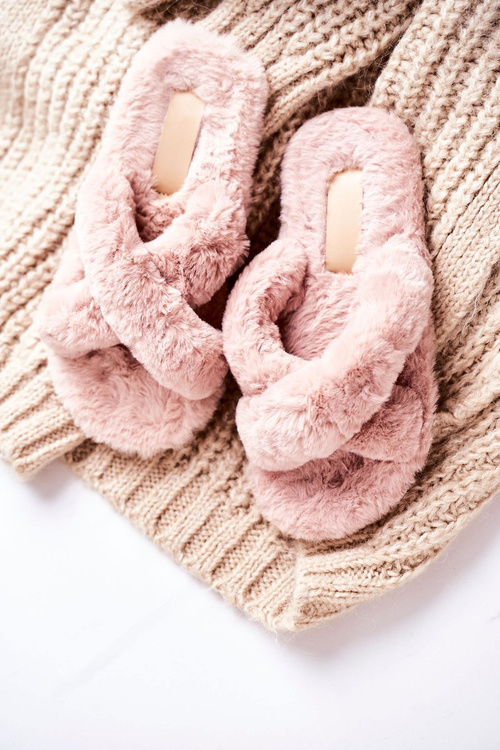 Damskie Klapki Papcie Futrzane Jasny Brąz Cozy Time