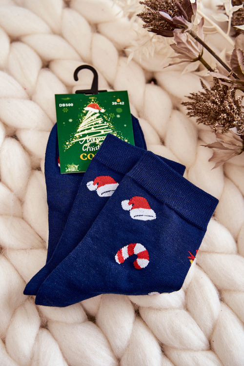 Męskie Skarpetki W Świąteczne Wzory Cosas Granatowe