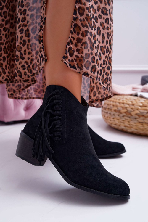 Botki Damskie Kowbojki Czarne Agnes