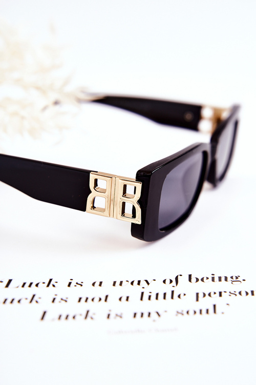 Modne Okulary Przeciwsłoneczne Prostokątne V120035 Czarne