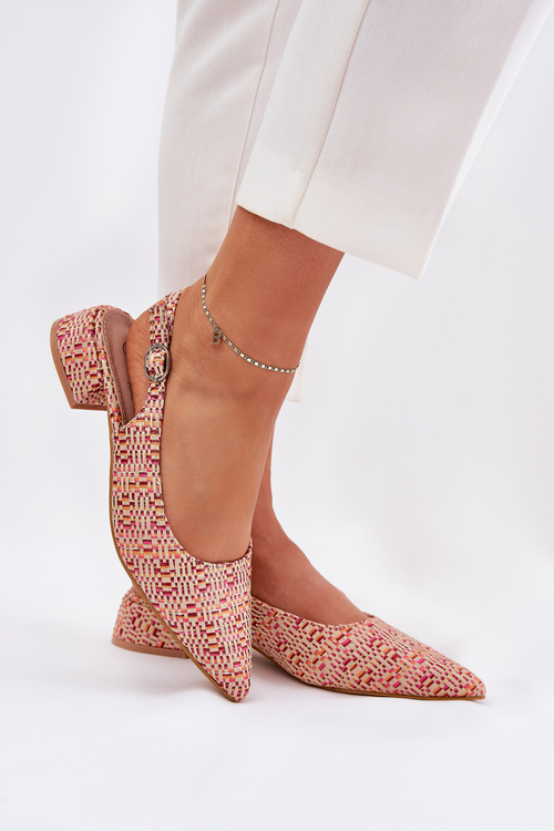 Plecione Sandały Damskie Na Delikatnym Obcasie Multikolor Jorela